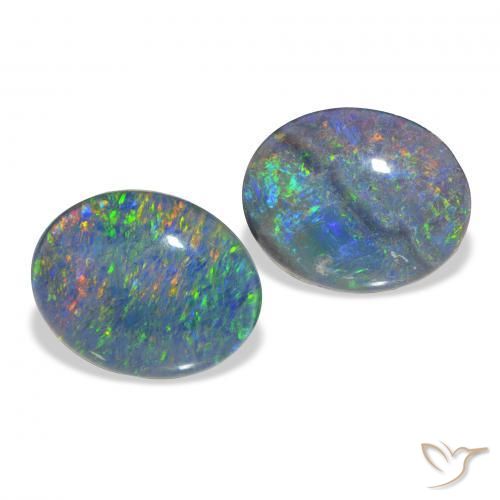 Gemas de Triplete de ópalo Multicolor natural de 4.44 ct, Ovalada, Opaco