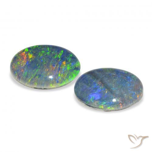 Gemas de Triplete de ópalo Multicolor natural de 4.44 ct, Ovalada, Opaco