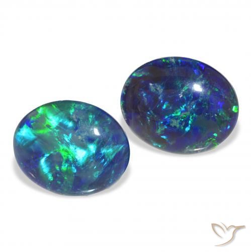 Gemas de Triplete de ópalo Multicolor natural de 4.35 ct, Ovalada, Opaco