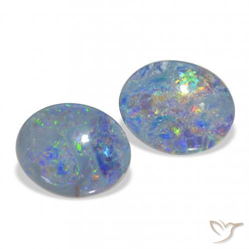 Gemas de Triplete de ópalo Multicolor natural de 4.70 ct, Ovalada, Opaco
