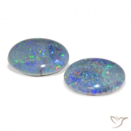 Gemas de Triplete de ópalo Multicolor natural de 4.70 ct, Ovalada, Opaco