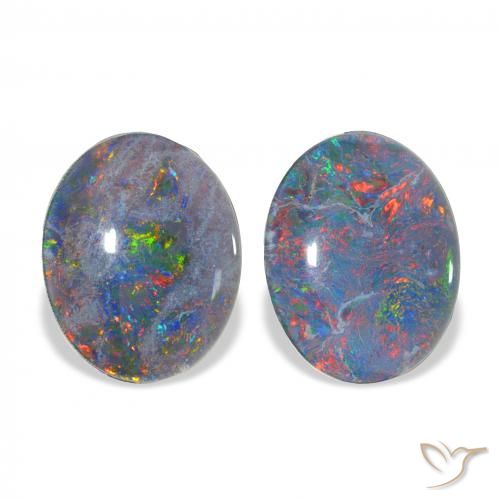 Gemas de Triplete de ópalo Multicolor natural de 4.29 ct, Ovalada, Opaco