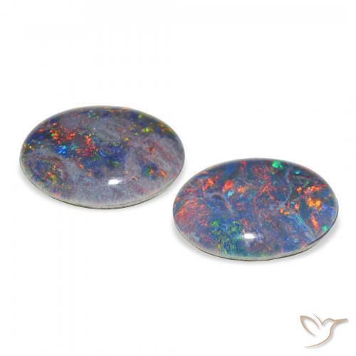 Gemas de Triplete de ópalo Multicolor natural de 4.29 ct, Ovalada, Opaco