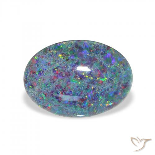 3.82ct Natural Multicolor Triplete de ópalo, Ovalada, Opaco