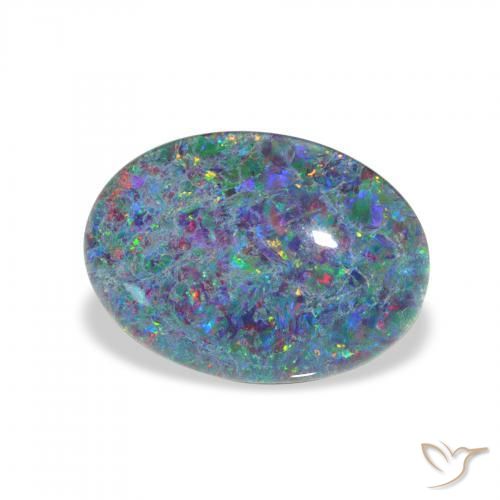 Triplete de ópalo Multicolor natural de 3.82 ct, Ovalada, Opaco
