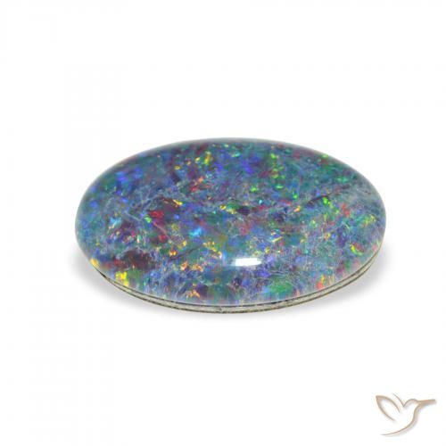 Triplete de ópalo Multicolor natural de 3.82 ct, Ovalada, Opaco