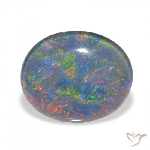 3.00ct Natural Multicolor Triplete de ópalo, Ovalada, Opaco