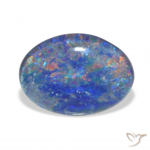3.84ct Natural Multicolor Triplete de ópalo, Ovalada, Opaco