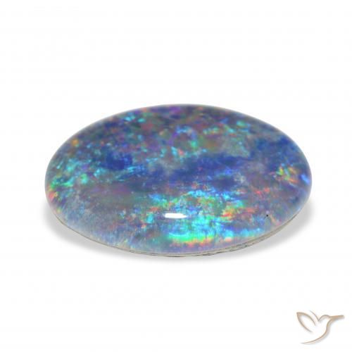 Triplete de ópalo Multicolor natural de 3.84 ct, Ovalada, Opaco