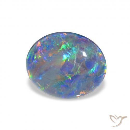 Triplete de ópalo Multicolor natural de 2.33 ct, Ovalada, Opaco