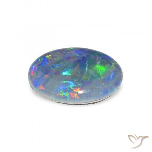 Triplete de ópalo Multicolor natural de 2.33 ct, Ovalada, Opaco