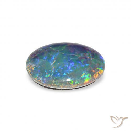 Triplete de ópalo Multicolor natural de 1.97 ct, Ovalada, Opaco