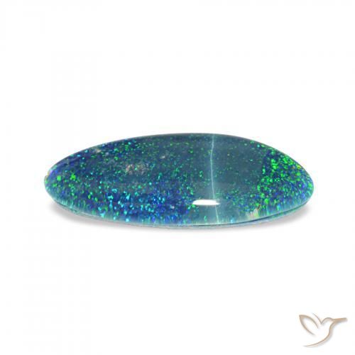 Triplete de ópalo Azul multicolor natural de 3.30 ct, Elegante, Opaco