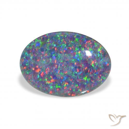Triplete de ópalo Multicolor natural de 3.53 ct, Ovalada, Opaco