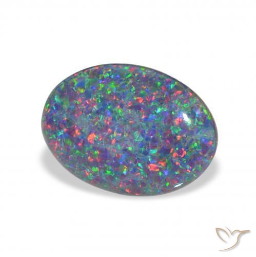 Triplete de ópalo Multicolor natural de 3.53 ct, Ovalada, Opaco