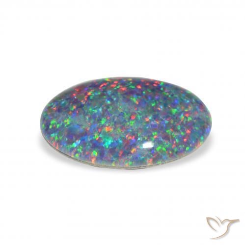 Triplete de ópalo Multicolor natural de 3.53 ct, Ovalada, Opaco