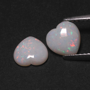 Gemas de ópalo multicolor natural de  ct, forma de corazón, opaco