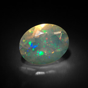 Ópalo multicolor natural de 1,63 ct, transparente, transparente / translúcido