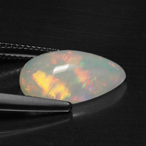 Ópalo multicolor natural de 3,87 ct, en forma de pera, translúcido