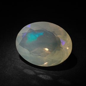 Ópalo multicolor natural de 3,63 ct, corte óvalo, transparente