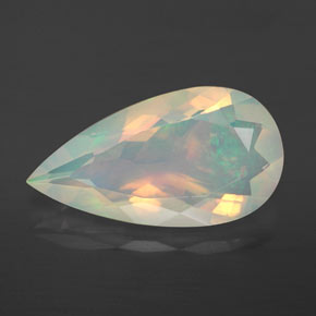 Ópalo multicolor natural de 2,73 ct, en forma de pera, transparente