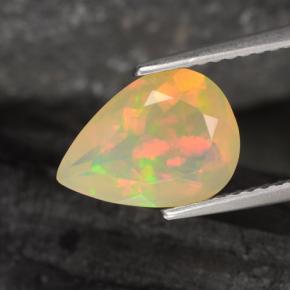 Ópalo multicolor natural de 1,57 ct, en forma de pera, transparente