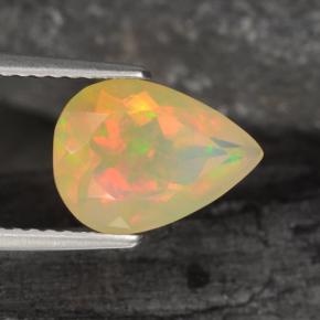 Ópalo multicolor natural de 1,57 ct, en forma de pera, transparente