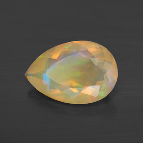 Ópalo multicolor natural de 1,49 ct, en forma de pera, transparente