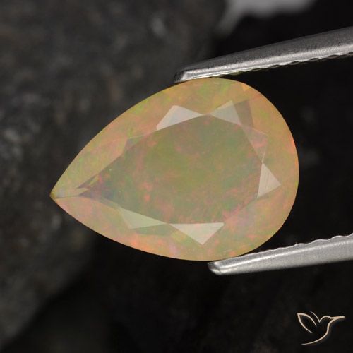 1.28ct Natural Multicolor Ópalo, En forma de pera, Transparente