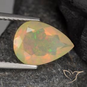 Ópalo Multicolor natural de 1.40 ct, En forma de pera, Transparente