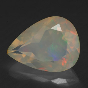 Ópalo multicolor natural de 2,19 ct, en forma de pera, transparente