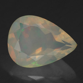 Ópalo multicolor natural de 2,19 ct, en forma de pera, transparente