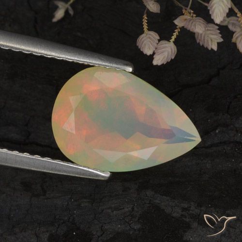 1.73ct Natural Multicolor Ópalo, En forma de pera, Transparente
