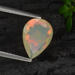 Ópalo amarillo natural de 1,28 ct, en forma de pera, transparente