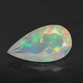 Ópalo multicolor natural de 1,63 ct, en forma de pera, transparente