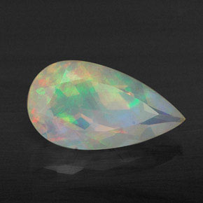 Ópalo multicolor natural de 1,63 ct, en forma de pera, transparente