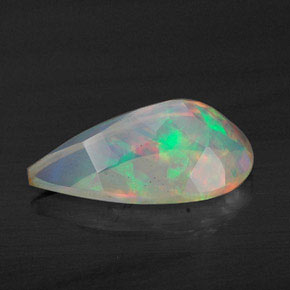 Ópalo multicolor natural de 1,63 ct, en forma de pera, transparente