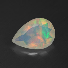 Ópalo multicolor natural de 1,77 ct, en forma de pera, transparente