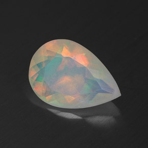 Ópalo multicolor natural de 1,77 ct, en forma de pera, transparente