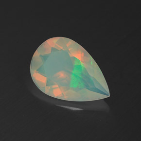 Ópalo multicolor natural de 1,53 ct, en forma de pera, transparente