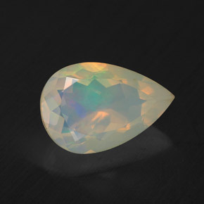 Ópalo multicolor natural de 1,93 ct, en forma de pera, transparente