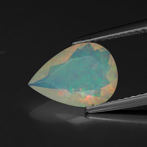 Ópalo multicolor natural de 1,28 ct, en forma de pera, transparente