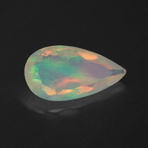 Ópalo multicolor natural de 1,39 ct, en forma de pera, transparente