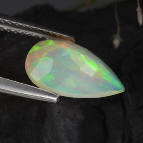 Ópalo blanco natural de 1,64 ct, en forma de pera, transparente
