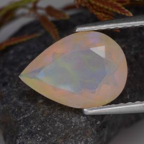 Ópalo multicolor natural de 1,45 ct, en forma de pera, transparente