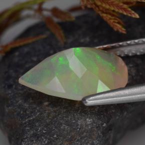 Ópalo multicolor natural de 1,45 ct, en forma de pera, transparente