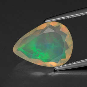 Ópalo multicolor natural de 1,42 ct, en forma de pera, transparente