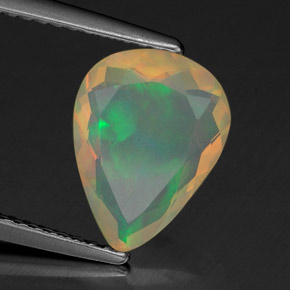 Ópalo multicolor natural de 1,42 ct, en forma de pera, transparente