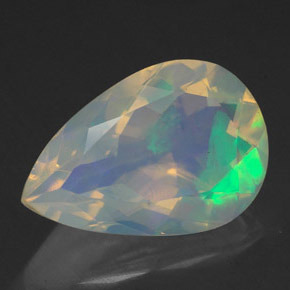 Ópalo multicolor natural de 2,80 ct, en forma de pera, transparente