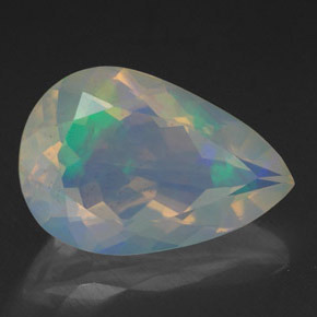 Ópalo multicolor natural de 2,80 ct, en forma de pera, transparente